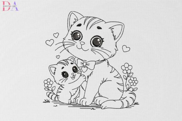 Cute Mother Cat and Kitten