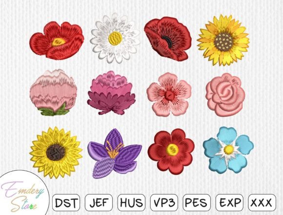 Floral Blossom Embroidery Design Set