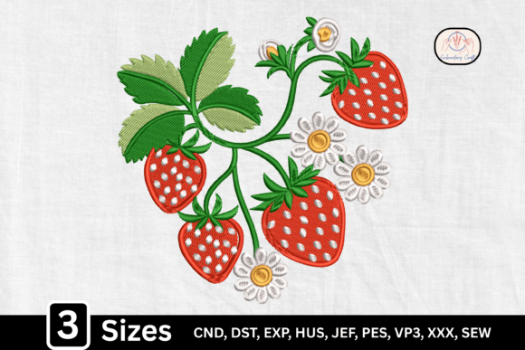 Strawberry Floral Vine with Daisies